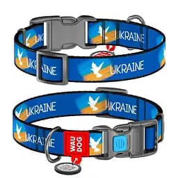 Нашийник для собак нейлоновий Waudog Nylon з QR-паспортом "Прапор" пластиковий фастекс розмір XL Ш 25 мм Д 37-58 см