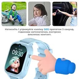 Дитячий смарт-годинник JETIX G99 зі змінним корпусом, GPS, 4G Відеодзвінком і вологозахистом Блакитний - мініатюра 6