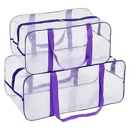 Набор прозрачных сумок в роддом: размер L 50х25х30 см + размер XL 60х25х30 см (розовые)