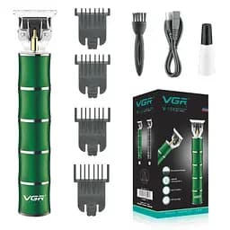 Тример для бороди, машинка для стрижки, триммер для стрижки волосся, тример для гоління, електробритва чоловіча із зарядкою від USB VGR 5 Вт Зелений