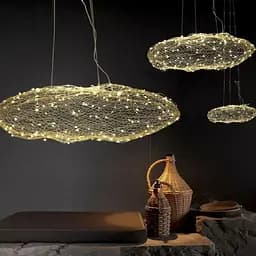 Декоративна люстра-хмаринка LED CLOUD у золотому корпусі 80х45 см | Арт. MJ 83-800 GD | Line F - мініатюра 3