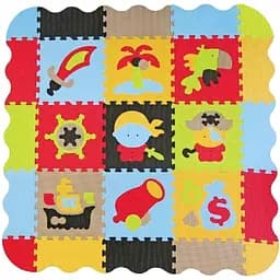 Дитячий розвиваючий ігровий килимок-пазл Baby Great Пригоди піратів, з бортиком, 122х122 см (GB-M1503E)