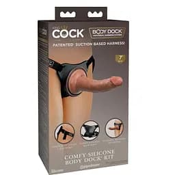 Страпон King Cock Elite Comfy Silicone Body Dock Kit 21 см коричневый