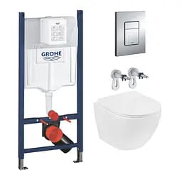 Комплект 4 в 1: Инсталляция GROHE Rapid SL 3 в 1 3884966Q + Унитаз безободочный Kroner Harz WHI483632 TORNADO с сиденьем Slim Duroplast / Soft-close / Quick relase KH483632WHIT (388496
