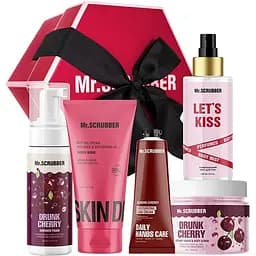 Подарочный набор Mr.Scrubber Cherry Kiss: крем-скраб 250 г + пенка для душа 150 мл + крем-гель для тела 150 мл + мист для тела 150 мл + увлажняющий крем для рук 30 г (1308)