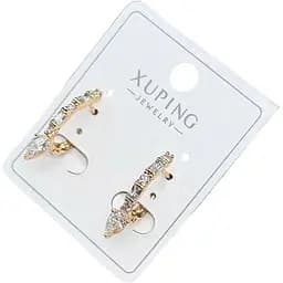 Сережки Xuping з дугою та камінцями гіпоалергенне медичне золото