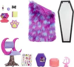 Ігровий набір для спальні Monster High Моторошна кімната Clawdeen Wolf, 13 предметів (HHK64) - мініатюра 2