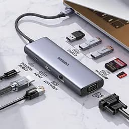 Концентратор Ugreen USB3.1 Type-C to HDMI60Hz/VGA/USB 3.0х3/RJ45/SD/TF/PD 100W 9-in-1 CM498 (15600) - мініатюра 2