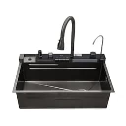 Кухонна мийка Kroner KRP Schwarze - SET7546ARTHM PVD (3.0/0.8 мм) CV033375, Чорний - мініатюра 7