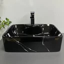 Умивальник VBI Forli black marmo glossy накладний VBI-011107, Чорний - мініатюра 4