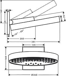 Верхній душ Hansgrohe Rainfinity 360 3jet з тримачем Matt Black 26234670, Чорний матовий - мініатюра 3