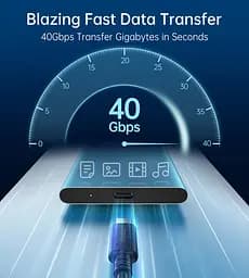 Кабель USB 4.0 Thunderbolt Type-C M-M, 0,8 м, Gen 3 100W 40Gbps 8K@60Hz Choetech - мініатюра 5