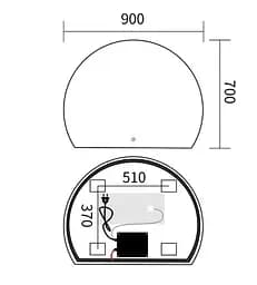 Дзеркало Mixxus Premium TOPPER MS01-90x70-REVERSE (LED Touch, Anti-fog (3-6,5kK)) (MP6632) - мініатюра 5