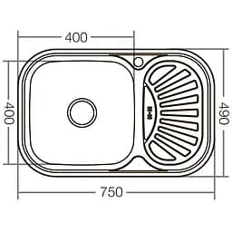 Кухонна мийка Zerix Z7549-08-180E satin ZX1606, Нержавіюча сталь - мініатюра 2