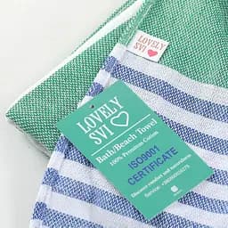 Рушник пештемаль Lovely Svi бавовняний, пляжний, хамам, spa - XХL 100x180 см Green/Blue Stripes (6032025) - мініатюра 5