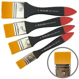 Пензель синтетика флейц Wide 8044 коротка ручка Kolos