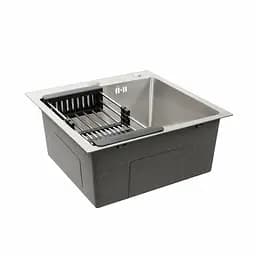Кухонна мийка Platinum Handmade 50x50 нержавійка (сифон круглий 3.0/0.8) - мініатюра 7