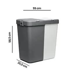 Кошик для білизни Motek подвійний білий/антрацит 40+40 л (MT-09) - мініатюра 4