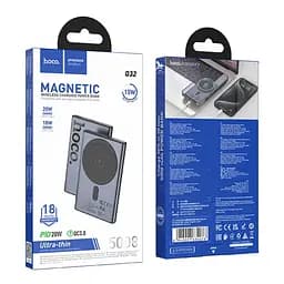 Магнітний павербанк із бездротовим зарядним Hoco Q32 Bird PD20W wireless magnetic 5000mAh сірий - мініатюра 4