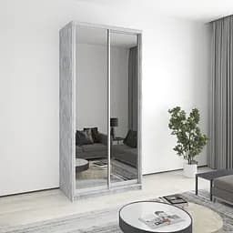 Шафа-купе дводверна MebelStar Стандарт AL 2 Дзеркала 110x45x240 см Бетон (MBS-3826)