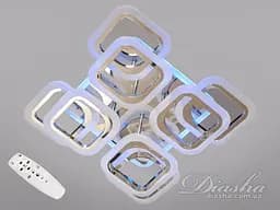 Стельова LED люстра з пультом, диммером і підсвічуванням, 110W, хром