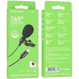 Мікрофон петличний Borofone BFK11 Elegant lavalier Lightning (2m) Black - мініатюра 6