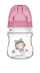 Бутылка с широким отверстием антиколиковая "Easystart" Цветные зверьки 120 мл Розовая