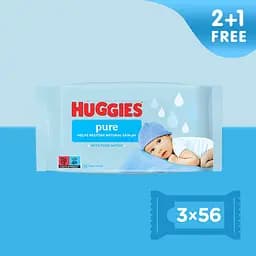 Набір вологі серветки Huggies Pure 2+1 168 шт. (3 уп. по 56 шт.) - мініатюра 2