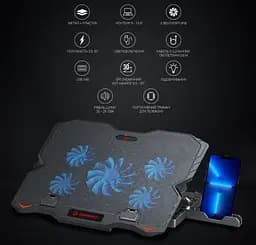 Охолоджувальна підставка для ноутбука до 15,6 дюйма GamePro GPCP-627 2xUSB 5xfans - мініатюра 4