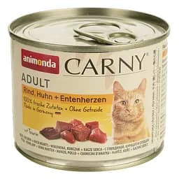 Влажный корм для кошек Animonda Carny Adult Beef, Chicken + Duck hearts с говядиной, курицей и утиными сердцами, 200 г