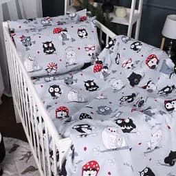 Простирадло MirSon Kids Time 17-0672 Silver Owlets 70х130 см на резинці бязь висота 10 см (2200010183740) - мініатюра 2