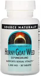 Епімедіум Source Naturals Horny Goat Weed 1000 mg, 30 таблеток для підтримки сексуальної енергії