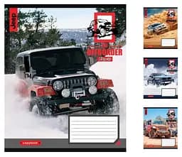 Зошити учнівські 36 аркушів клітинка 1В The offroader, зошит для записів 15 шт в упаковці