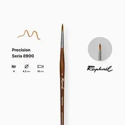 Пензель синтетика кругла Raphael Precision, №4, для акрилу та олії, довга ручка - мініатюра 2