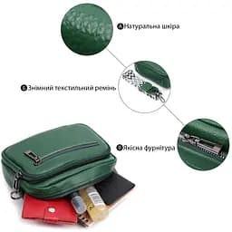 Яскрава жіноча сумка з накладною кишенею з натуральної шкіри Vintage 22639 зелена - мініатюра 4