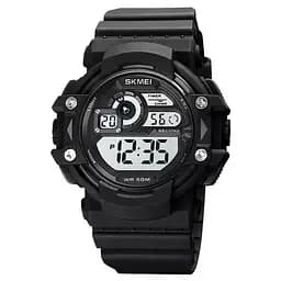 Чоловічий спортивний наручний годинник Skmei 1778 (Чорний з білим циферблатом)