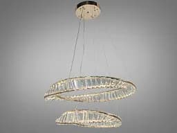 Підвісна LED-люстра Diasha D8812/600+400B G, кришталеві кільця Ø100 і Ø60 см, 86 W, пульт ДК - мініатюра 3