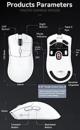 Миша бездротова Attack Shark R1 Wireless Gaming Mouse R1-3311W на акумуляторі біла - мініатюра 5