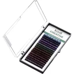 Накладні вії з кольоровим кінцем Kodi Professional завиток D 16 рядів 0.07 мм 10-11 мм упаковка Creative Collection чорні