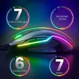 Миша Onikuma Gaming CW905 рожева дротова з підсвіткою - мініатюра 9