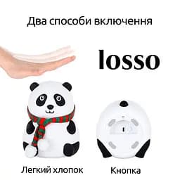 Нічник дитячий силіконовий Панда LOSSO світлодіодний світильник RGB 1200 мАч White (18966) - мініатюра 3