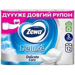 Туалетная бумага Zewa Deluxe белая 3 слоя 12 рулонов (7322540989779)