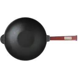 Сковорода Brizoll Wok чавунна з дерев'яною ручкою Bordo 24 см (W24HP2)