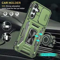 Ударостійкий чохол Camshield Army Ring для Samsung Galaxy S25 / S24 Оливковий / Army Green - мініатюра 2