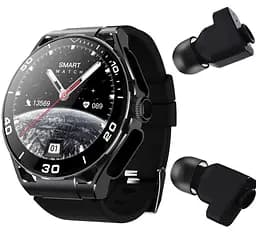 Смарт-часы с наушниками Lemfo Q11 силиконовый ремешок Black Black (18755)