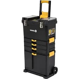 Ящик для инструмента Vorel на 2 колесах с ручкой пластиковый 3 секции 45х28х82/104 см (78736)