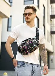 Сумка через плечо бананка Sambag Flex Pro принт "ABSTRACT" 30×17×15 см (85451707m)