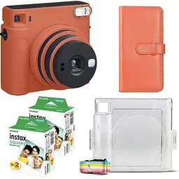 Подарунковий набір фотоапарат Fujifilm Instax Square SQ1, Фотопапір 40 шт, Прозорий чохол, Фотоальбом 80 фото Помаранчевий