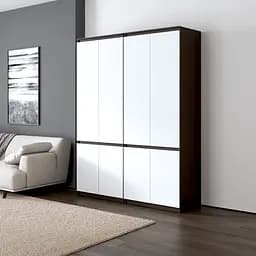 Шафа для одягу Vays, зі штангою та полицями, комплект з 2 шаф R10+R24 Венге Темний-Білий фасад