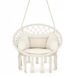 Крісло-гойдалка 4FIZJO Boho Dream 80 см з подушкою, підвісна, плетена Beige (P-5905973404549)